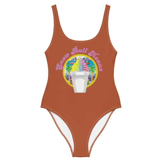 Snow Ball Heaux One Piece Scoop Neck Swimsuit- Terracotta