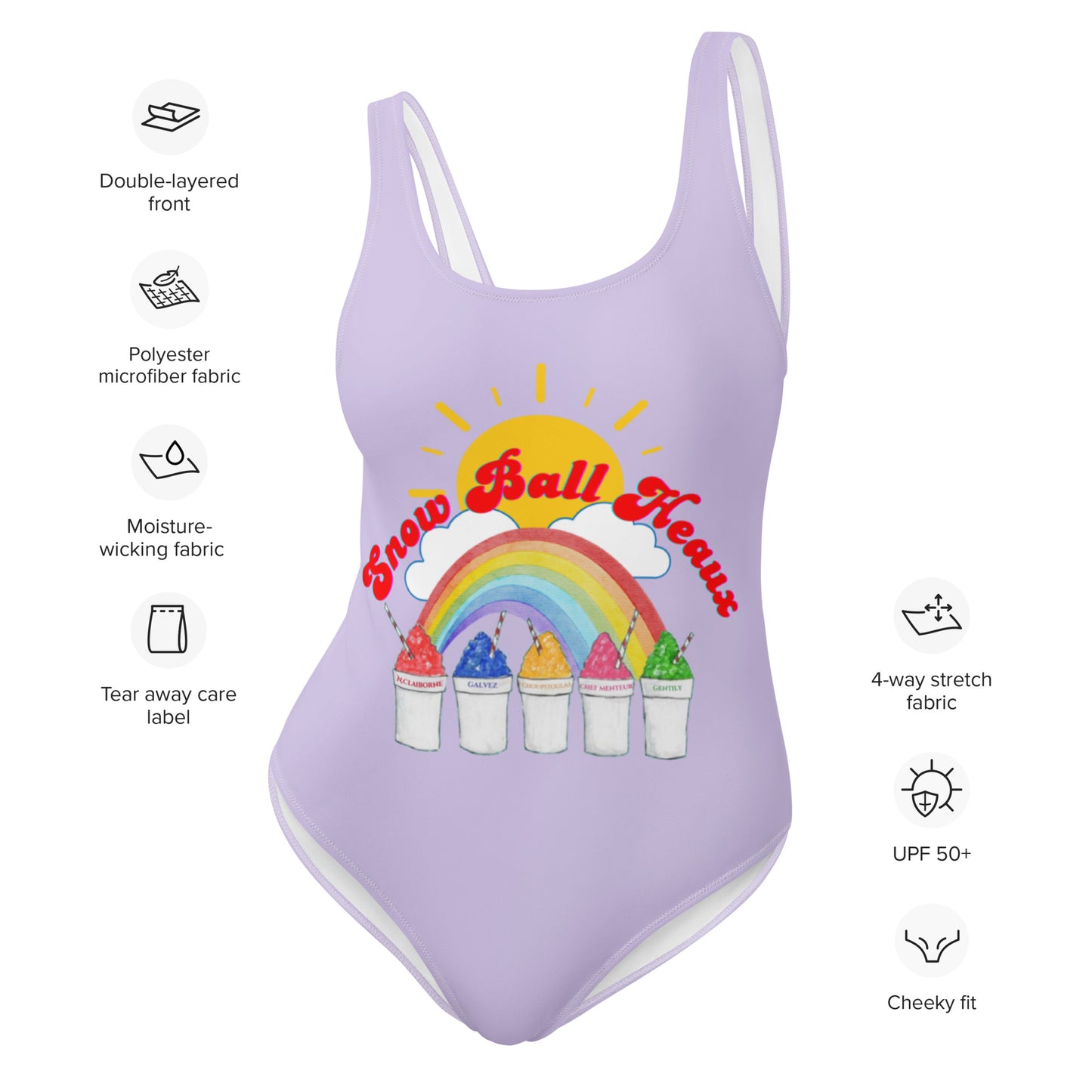 Multi Snow Ball Heaux One Piece Scoop Neck Swimsuit- Lavender Love